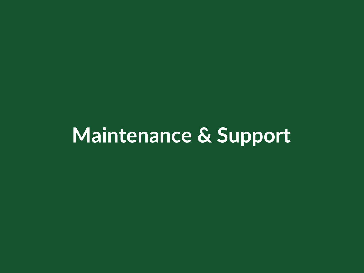 Maintenance and support dashboard placeholder